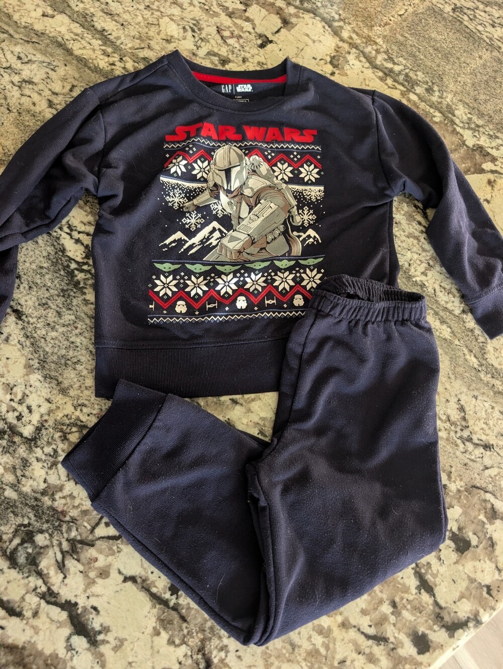 GAP Navy and Red Star Wars The Mandalorian Pajama Set